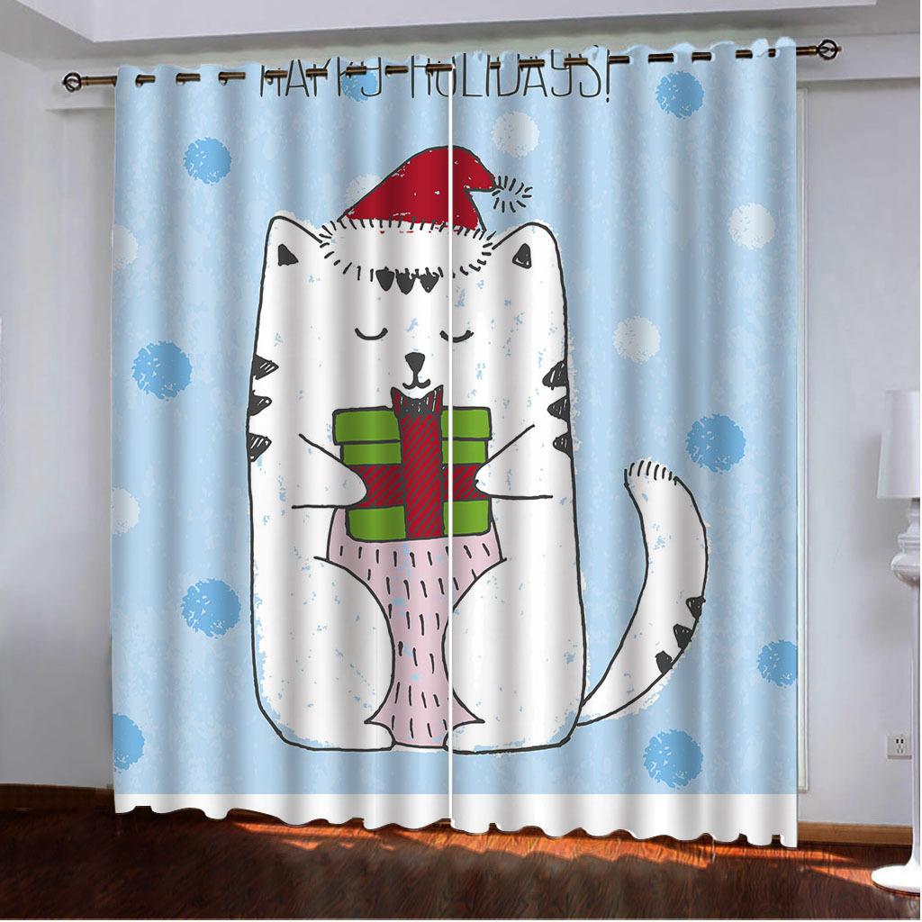 Curtains Cute Cartoon Cat Single Series 3D Digital Printing High Density Blackout Curtains