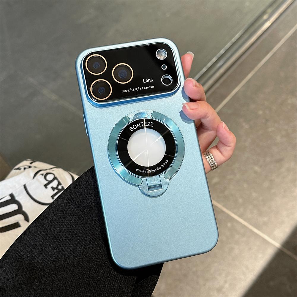 Slim Matte PC Bracket For Magsafe Case For iPhone 17 16 15 14 13 12 Pro Max Plus Stand Holder Glass Lens Protector Cover