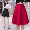 Women's Solid Color Large Swing Skirt Slimming High Waist A- Line Skirt Mid-Length Skirt