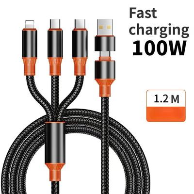 100 Вт 3 в 2 кабель для передачи данных Micro USB Type C Lighting Fast Charge Провод для Huawei Samsung Mobie Phone Cable