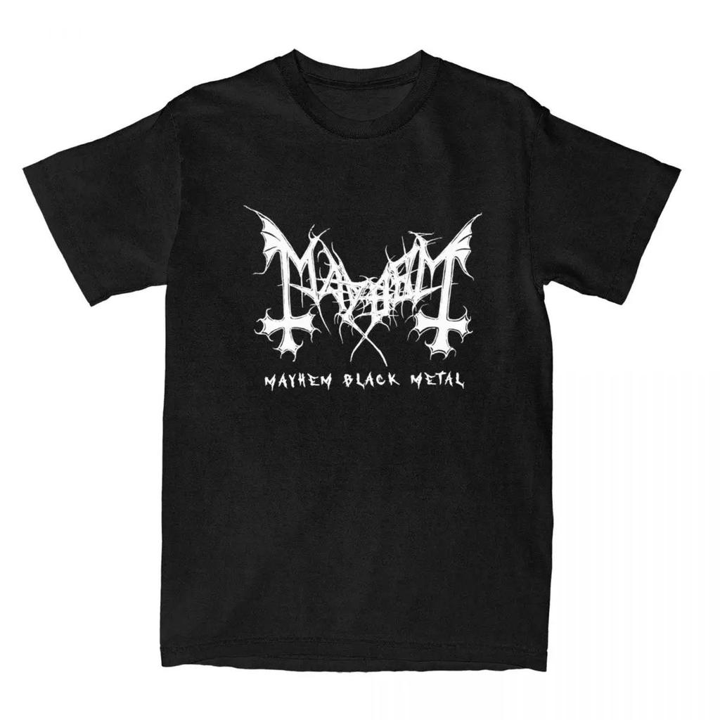Мужская футболка Rock Band Mayhem Black Metal Футболка Винтажная 100% Хлопок Короткий рукав Круглый вырез Футболка Женская EU Размер Унисекс Топы