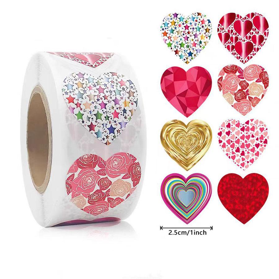 Heart Shape Sticker Love Pattern Decoration - Self-Adhesive Labels for Festival, Gift Bouquet, Envelope, Baking Sealing