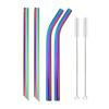 4 шт. разноцветных 12 мм многоразовых металлических трубочек Boba с 2 кисточками 304 нержавеющая сталь трубочки набор для бара питьевая изогнутая трубочка для Bubble Tea