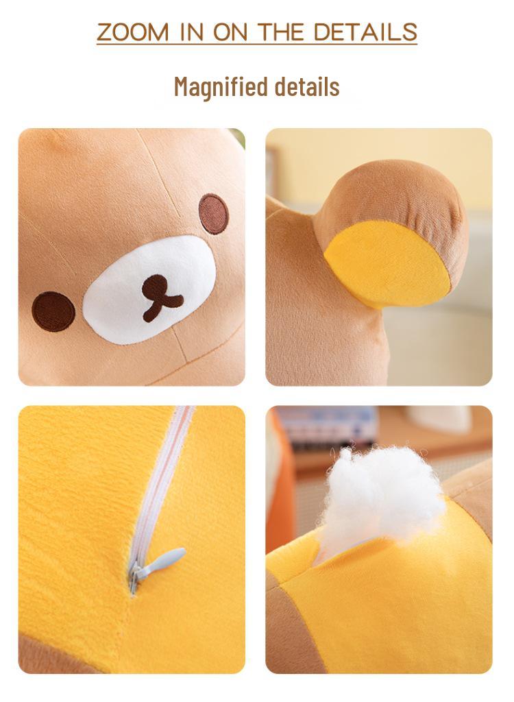 Цилиндрическая подушка-валик Rilakkuma - Плюшевая игрушка для детей, Не линяет, Идеальный подарок на день рождения