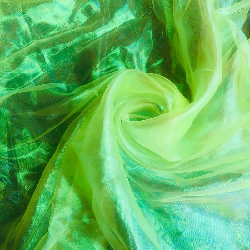 Красочная швейная сетка, флуоресцентная пряжа, органза, стеклянная пряжа, лазерная тюль, шелковый шифон