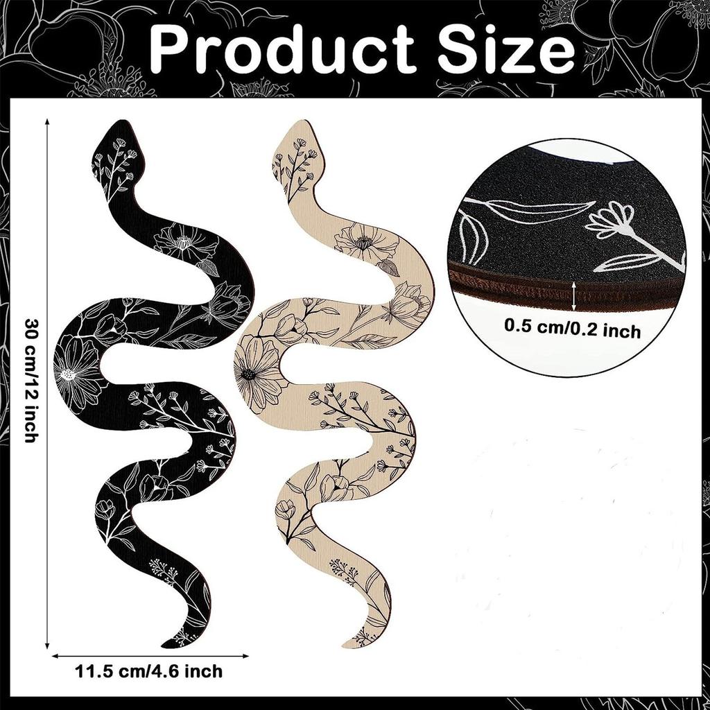 2 шт., деревянная змея, настенное украшение, ведьминское настенное украшение в виде змеи для кухни, спальни, офиса, земляной комнаты, дома