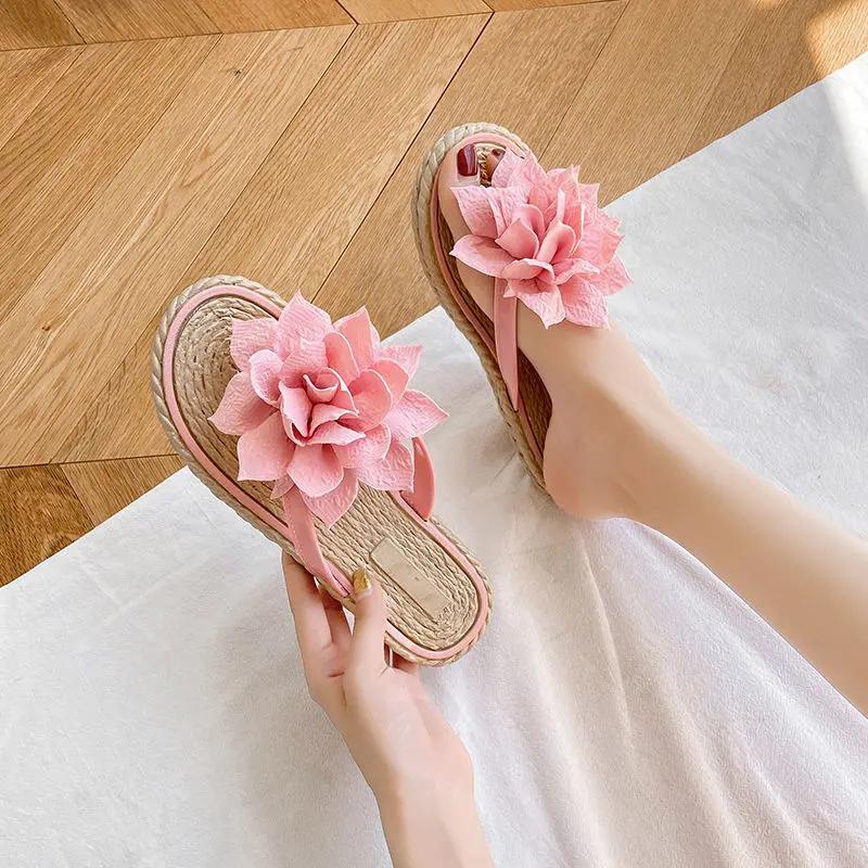 Fashion Slides Open Toe Bow Flip Flops Women's Slippers and Ladies Sandals Outside Shoes On Beach 2024 Flat Pvc 39 Promotion Top Designs
