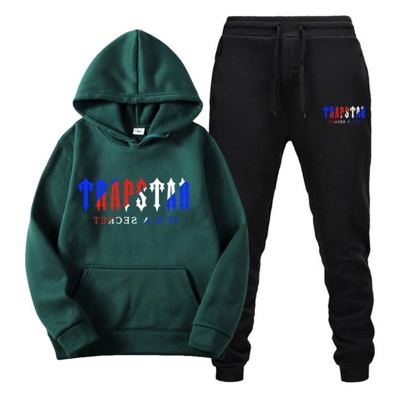 Спортивный костюм с капюшоном из флиса Trapstar Streetwear, повседневный, двухпредметный, для мужчин и женщин