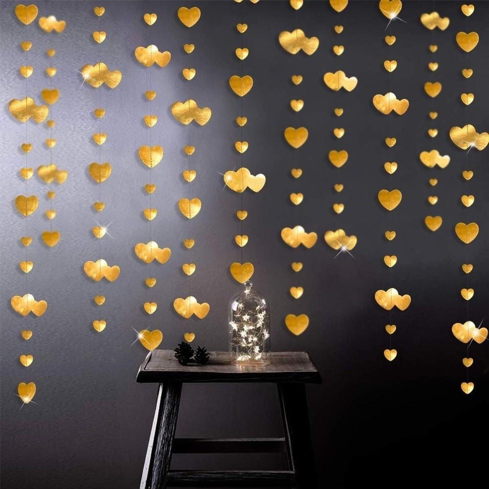 Glitter Hanging Love Streamer 4m Wedding Garland Heart Banner Heart Shape String Wedding