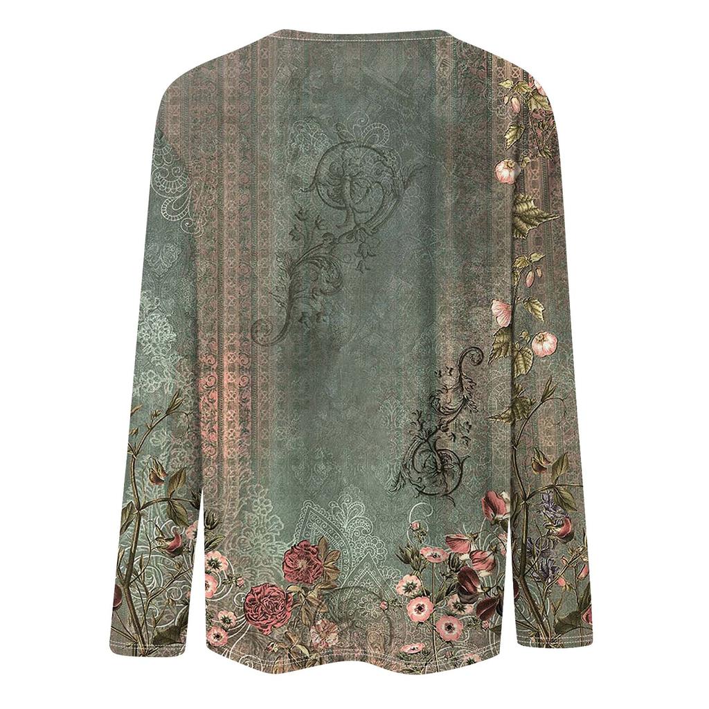 Рубашка для женщин, модная повседневная свободная футболка с квадратным вырезом и длинным рукавом с принтом, женский топ