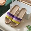 Linen Sandals for Home Use, Thick Soled Grass Woven Rattan Woven for Men and Women, Indoor Non Slip and Odorless Feet, Summer