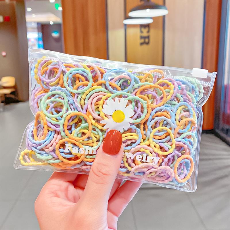 100 шт./пакет Простые практичные маленькие резинки для волос для девочек и детей, эластичные резинки для волос, аксессуары, резинка для волос, кольцо, головной убор