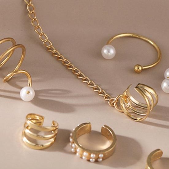 1 комплект зажимов для ушей с жемчугом и стразами, разные формы, искусственные C-образные украшения для ушей, ювелирные изделия