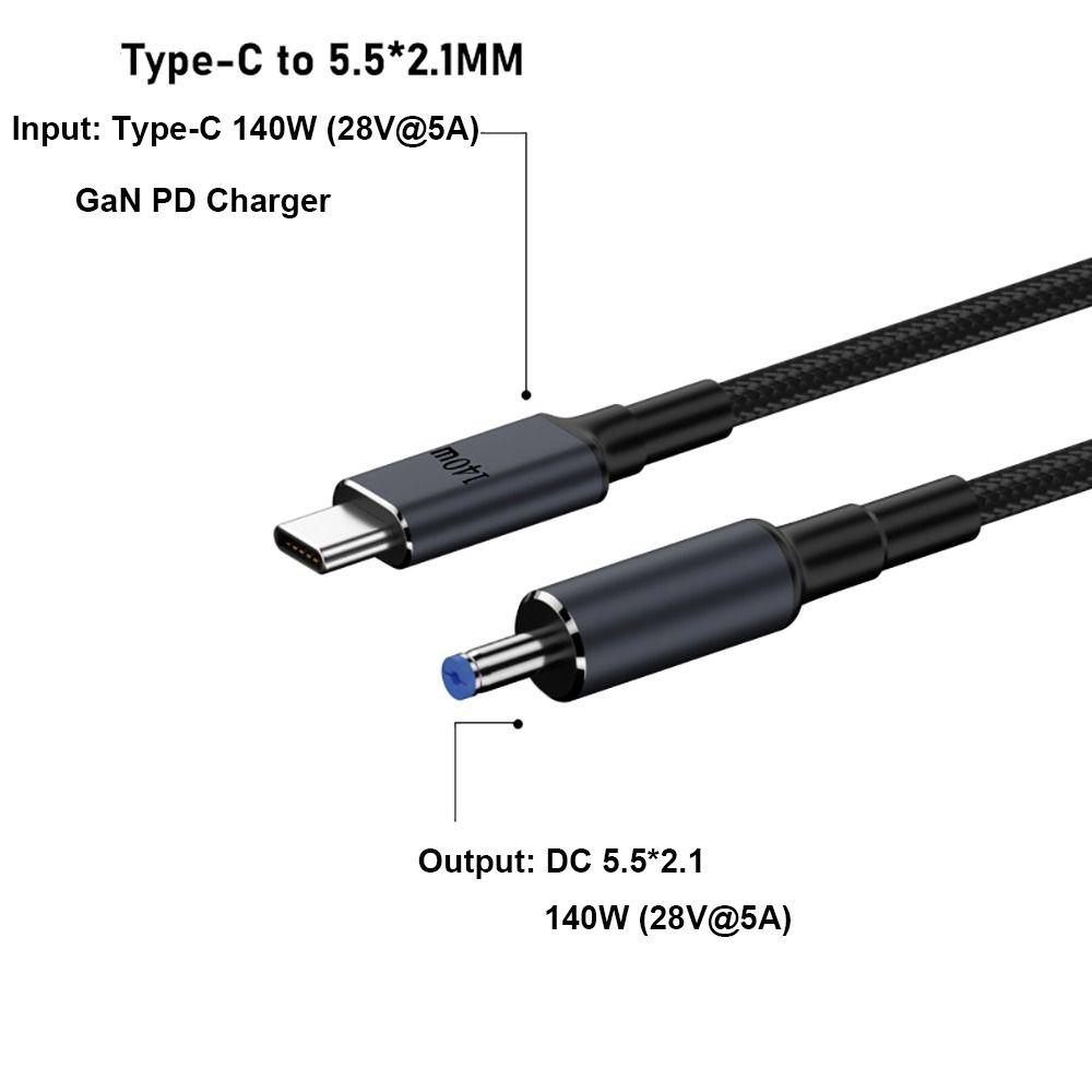 Кабель USB Type C на DC PD 140 Вт Шнур питания для ноутбука 20 В 7 А Линия-конвертер Быстрая зарядка Провод 5.5X2.5 мм для HP/Dell/Asus