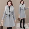 Thick Woolen Women's Coat Autumn and Winter Long Coat with Fur Collar