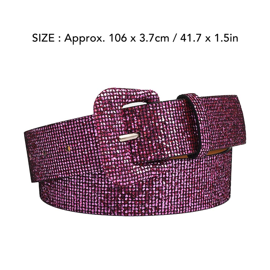 Женский пояс с пайетками в стиле ретро из искусственной кожи, регулируемый, стильный, широкий, блестящий, для торжественной вечеринки, цвет сливово-красный