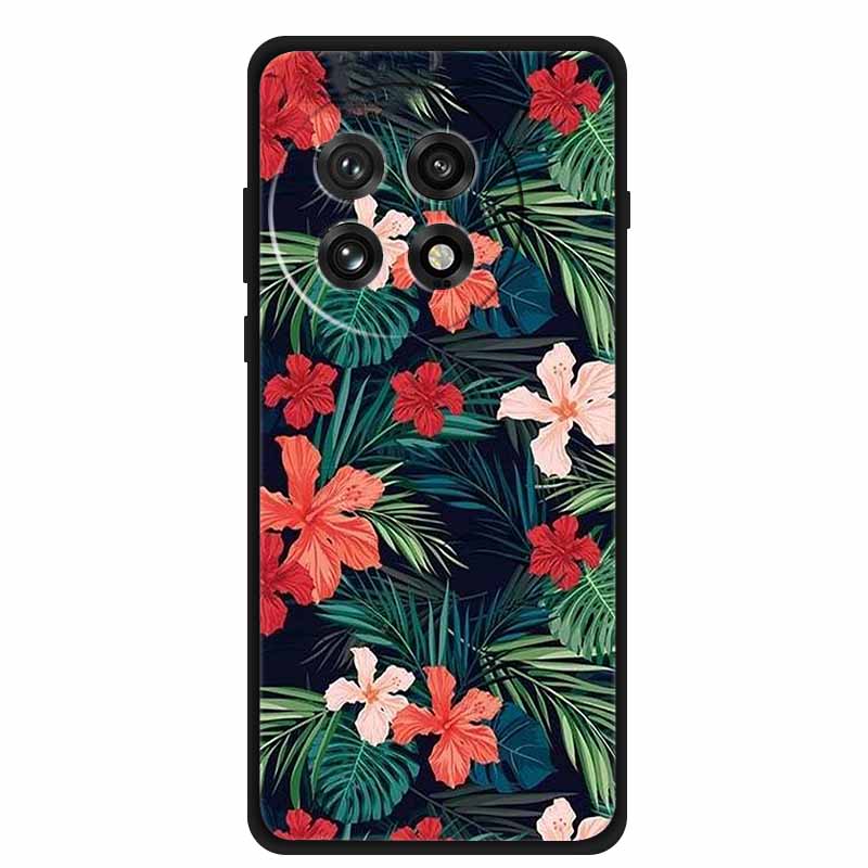 Чехол For OnePlus13 5G Чехол OnePlus 13R Черный Силиконовый Мягкий Цветок Модный ТПУ Задняя Крышка Для OnePlus13 13R Чехол Защитный Capa