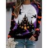 Halloween Fun Series Color Blocked Round Neck Hoodie with Insert Shoulder Sleeve Women's 3D Printed Hoodie