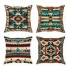 Bohemian-Style Geometric Pattern Pillow Cover: Exotic Tribal Motifs In Vivid Colors, Sofa Cushion Cover, Room Decoration