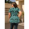 Plus Size Women's Spring and Summer V-neck Printed Short-sleeved T-shirt