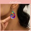 Pattern Colored Fashion Water Droplet Shaped Women Acrylic Earrings Daily For