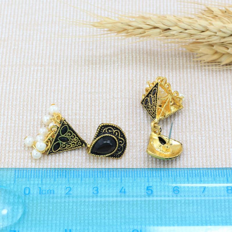 Exaggerated Diamond-encrusted Pearl Pendant Earrings Wind Earrings Retro Bohemian Style Eid Al-Fitr Lasser Bairam