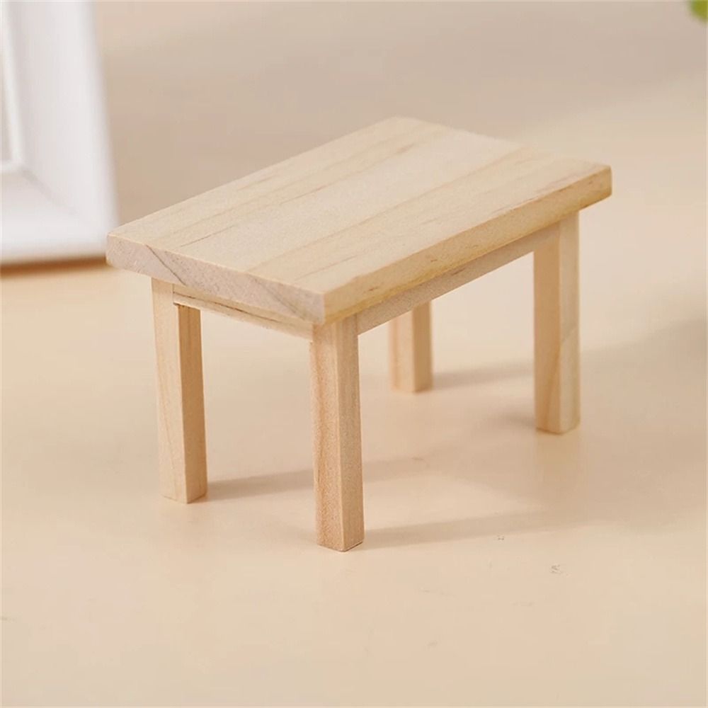 Play Miniature Ornaments 1:12 Dollhouse Wooden Tea Table Simulation Wood Table Kids Play Toys