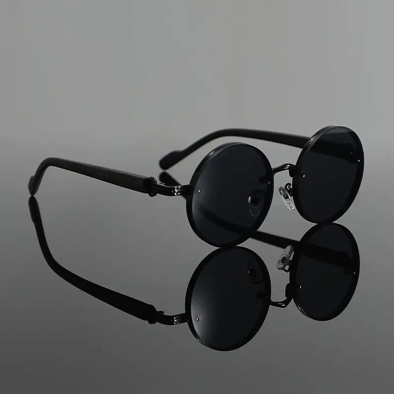 Мужские модные солнцезащитные очки в круглой оправе с дужками, имитирующими деревянное зерно, без оправы из металла для повседневной носки и отдыха