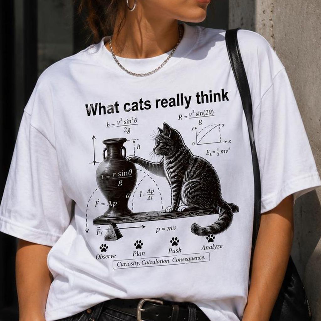 What Cats Really Think Cat Diagram T-Shirt | Vintage Feline Illustration Tee, Funny Cat Thought Diagram Shirt, Cat Lover Gift