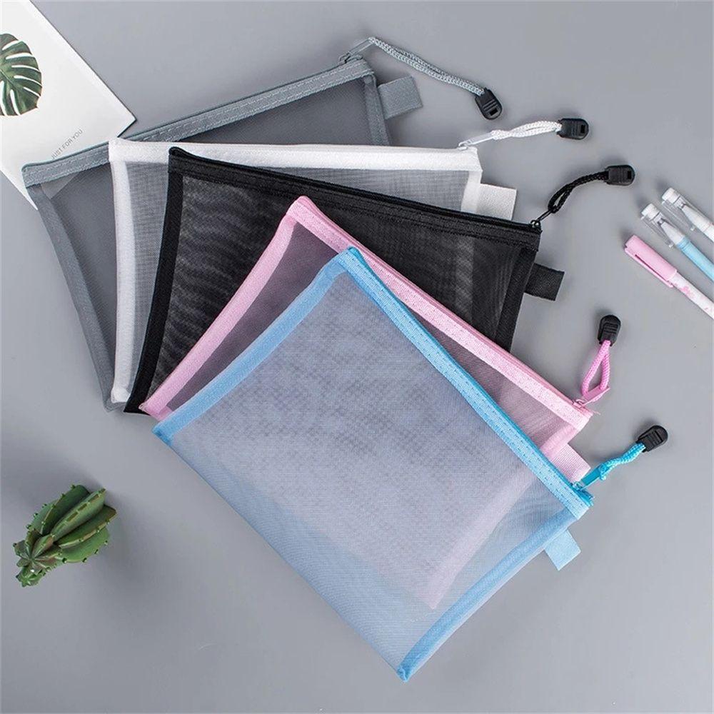 Storage Bags Coin Purse Transparent Mesh Zipper Case File Folders Document Bag Zipper Pouch