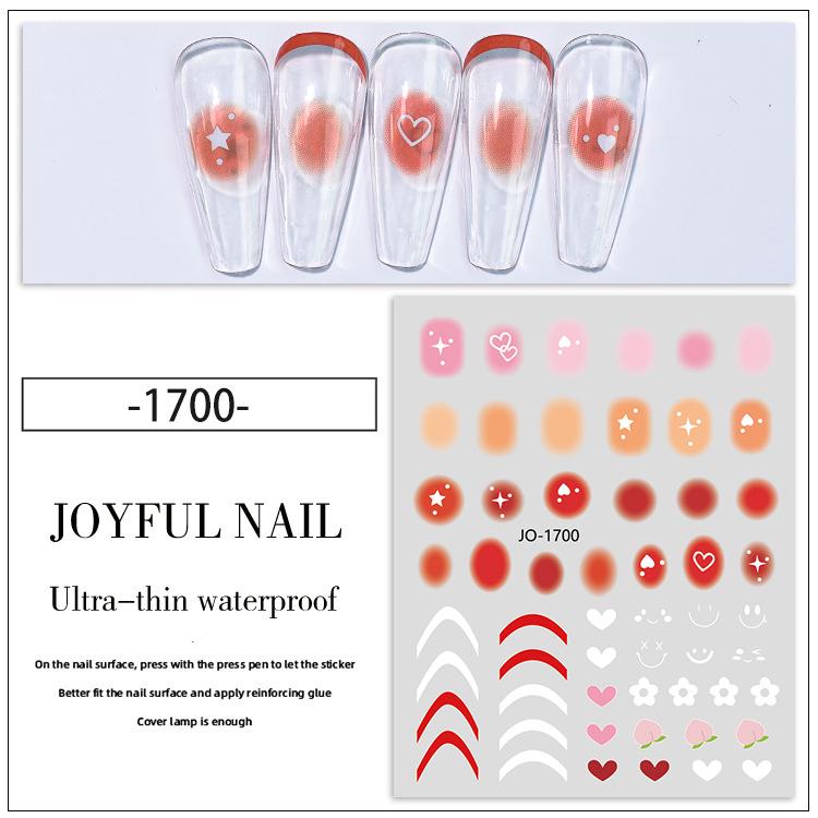 Румяна Персиковое Сердце Наклейки для Ногтей: Самоклеящиеся наклейки с градиентным цветом для нейл-арта