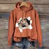 Милый принт с кошкой Женская толстовка с капюшоном Осенняя мода Уличная женская толстовка с круглым вырезом Повседневная свободная женская одежда Y2K Топы Толстовки
