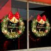 Yousheng Christmas Window Clings Large Christmas Wreath Decals with Bow Bells Balls Xmas Static Stickers for Glass Holiday Home Office Stores Decor