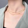 Korean Style Double-Layered Titanium Steel Bean Choker Necklace, Women's 2023 Fashion Versatile Jewelry