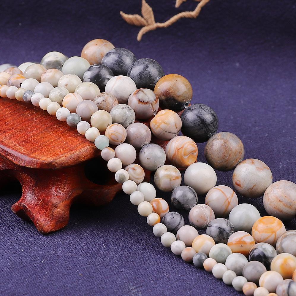 4/6/8/10/12 мм бусины из натурального камня круглые великолепные матовые свободные бусины Пикассо для изготовления ювелирных изделий своими руками ожерелье браслет