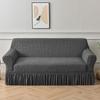 Solid Color Seersucker Sofa Cover with Skirt, Full Coverage, Non-Slip, Dustproof, Stretch Sofa Slipcover for Couch with Armrests