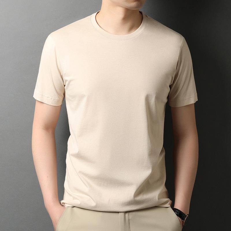 Summer New Solid Color Short-sleeved T-shirt for Young Men, Fashionable Cotton Thin Breathable Round-neck T-shirt