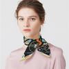 Twill Silk Scarf Woman Carriage Wheel Print Square Scarves Wraps Bandana Small Hijab Silk Foulards Tie Headband Neckerchief 53CM
