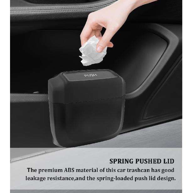 2PCS Car Trash Can With Lid + 60PCS Garbage Bags,Mini Trash Can Interior Accessories For Door/Seat/Center Console/Home/Office,Multifunctional Car