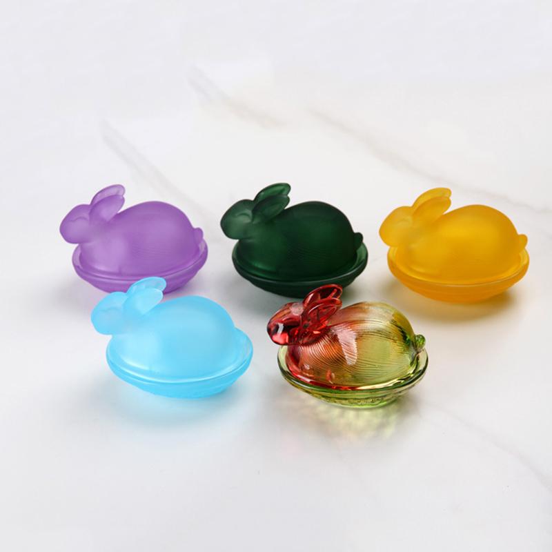 Винтажная стеклянная конфетница-кролик с крышкой, цветные хрустальные банки для конфет с крышкой, забавные банки для конфет для десерта