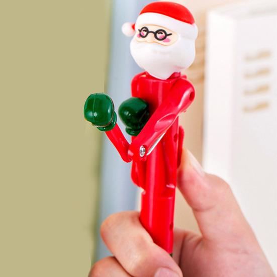 Christmas Creative Boxing Pen with Moving Figure Fun Animated Novelty Ballpoint Pen Students Stress Relief Neutral Pen for Office Gag Gifts