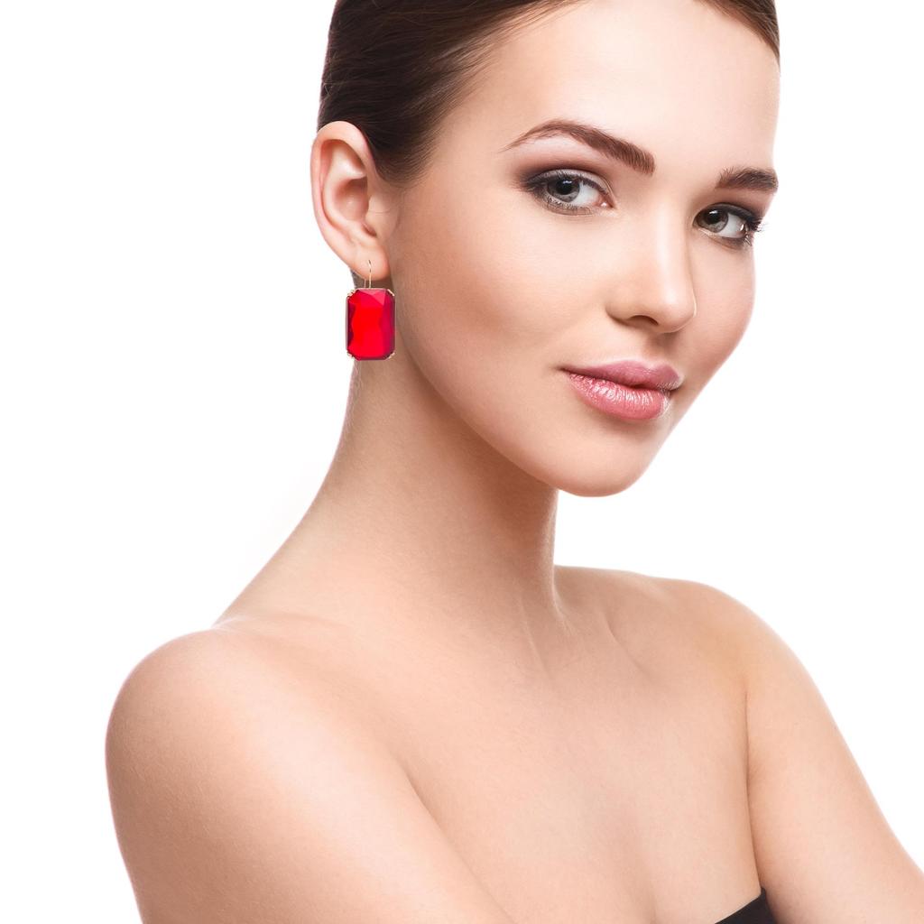 Pinkdudu Fashion Color Rhinestone Stud Earrings Simple Alloy Square Glass Earrings for Women Jewelry Gifts PD685