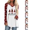 Women's And Winter Long Sleeved V-neck Christmas Printing Casual Long Loose T-shirt Top