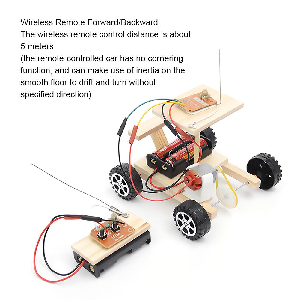DIY Wooden RC Car Model Kit Remote Control Car Toy Set Kids Educational Toy