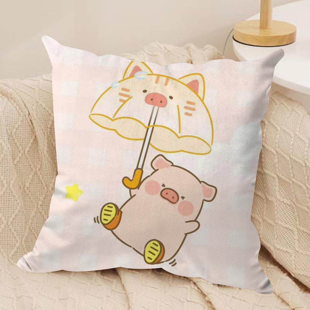 Мультяшная Розовая Наволочка L-Lulu Pig из Шелковистого Короткого Плюша, Двусторонняя Печать, для Подушки на Диван, Декор для Дома на Все Сезоны, Подарок