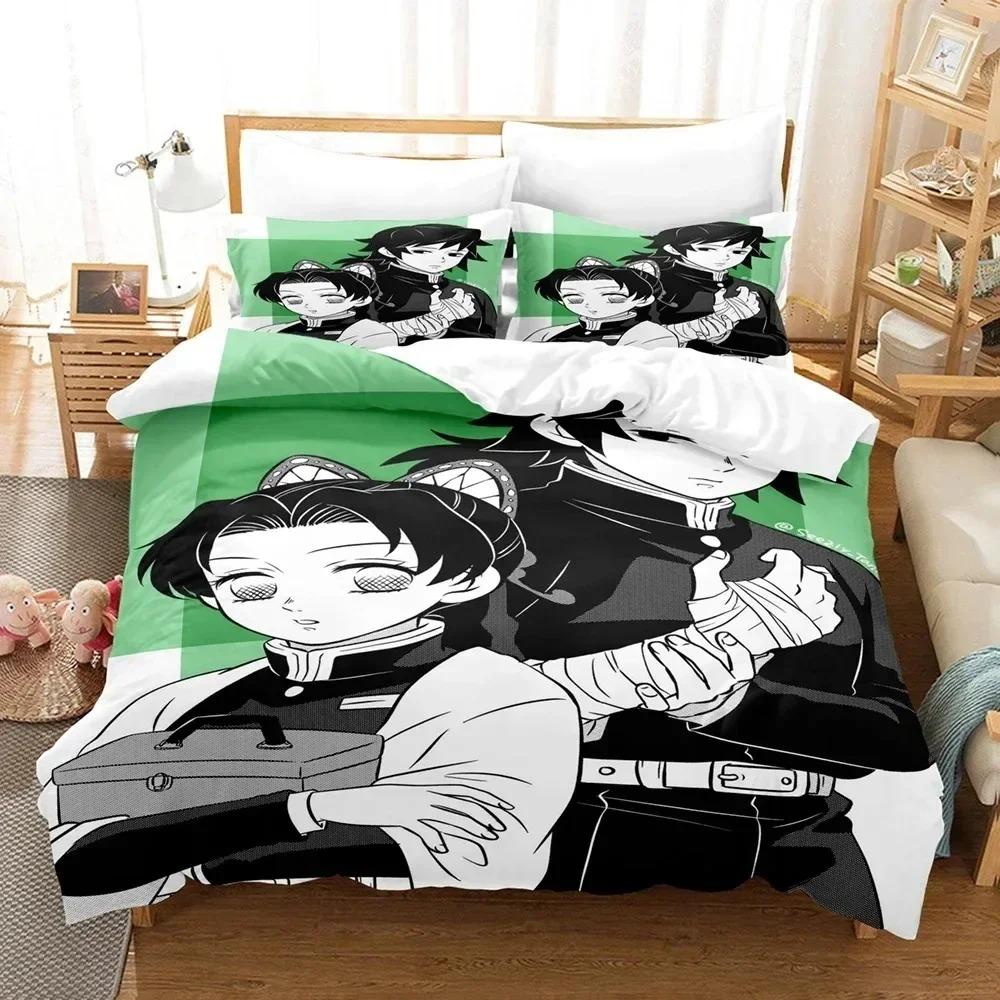 3D Hot sale anime Demon Slayer duvet cover and pillowcase kids' double bed bedding set home bedroom decor gift for boys Girl