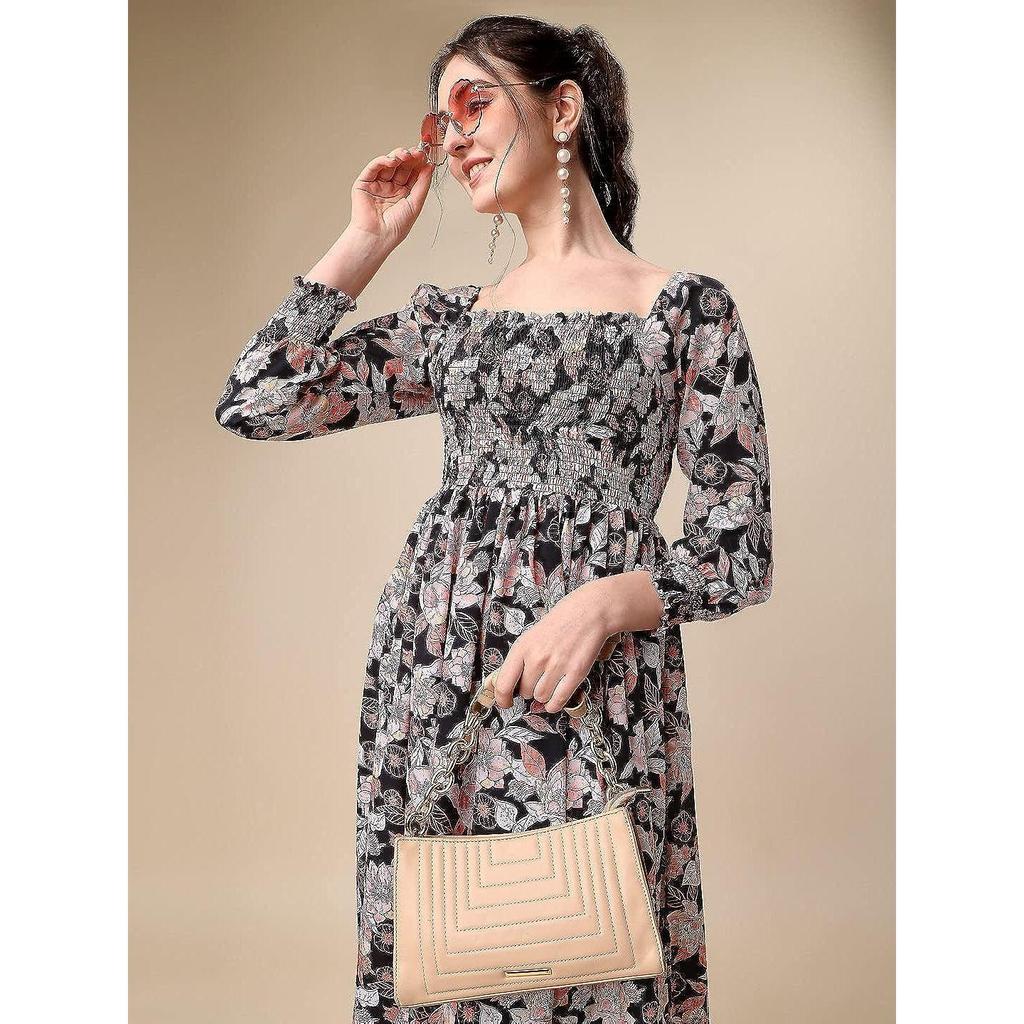 Женское длинное платье из крепа с цветочным принтом Sheetal Associates