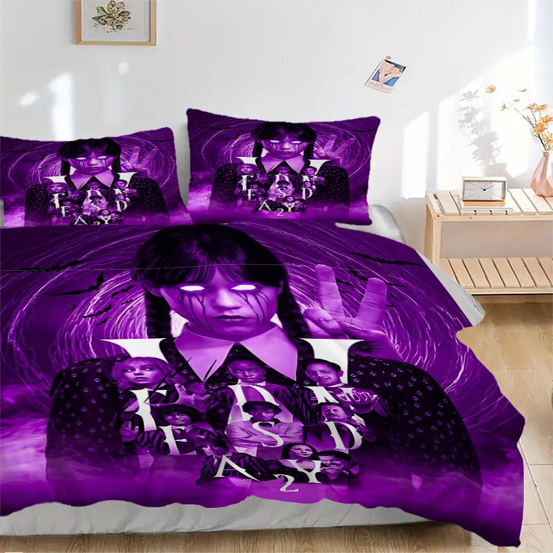 3pcs Wednesday Addams Duvet Cover Set, 1 Duvet Cover + 2 Pillowcases (No Insert), High-Definition Print, Home & Dorm Set yy251208076