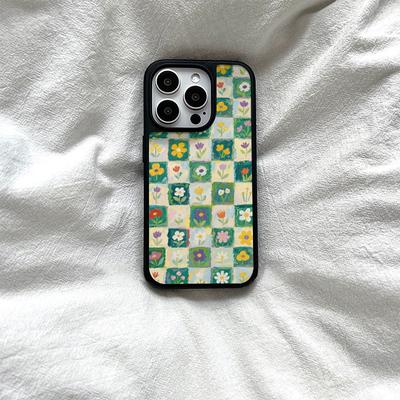 Клетка Цветочный для IPhone17ProMax Новый Чехол для Телефона для Apple 16Pro Милый Зеркальный 15 Женский