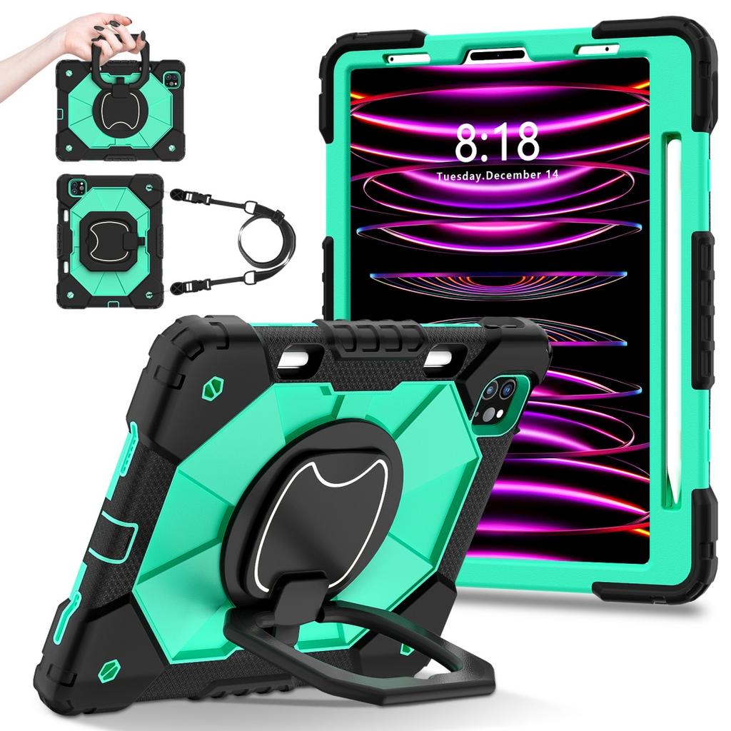 For Apple iPad Pro 11 (2021) 360° Rotating Grip Heavy Duty Protection Stand TPU+PC 3in1 Anti-knock Shockproof Tablets PC Case